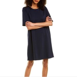 Eileen Fisher Navy Blue Shift Dress Spandex Casual Minimalist Tunic Large